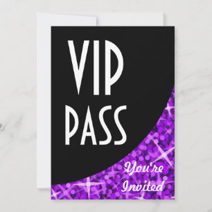 Invitación "VIP Pass" de la curva negra púrpura Gl