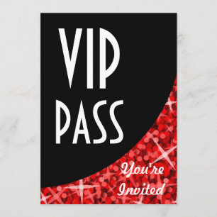 Invitación "VIP Pass" de la curva negra roja Glitz