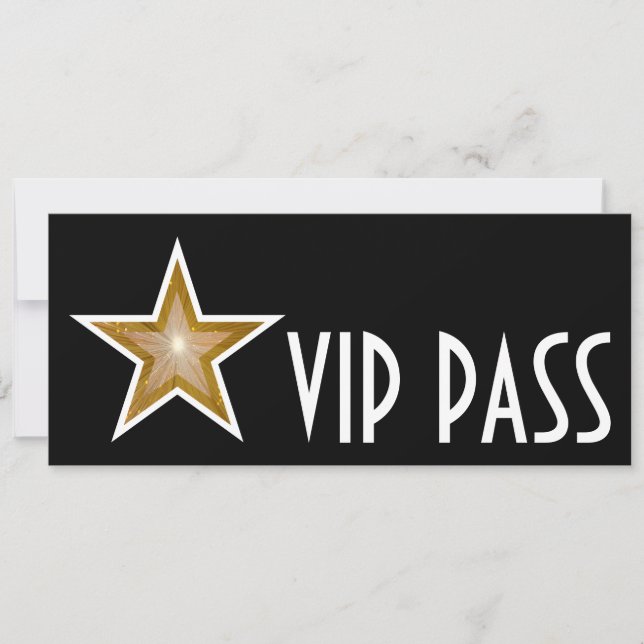 Invitación "VIP PASS" de la estrella dorada larga  (Anverso)