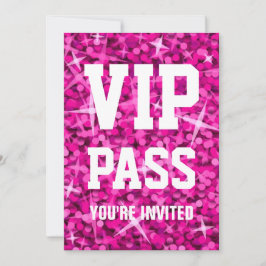 Invitación 'VIP PASS' rosa de Glitz