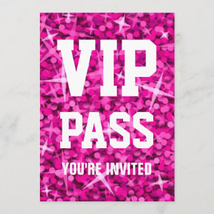 Invitación 'VIP PASS' rosa de Glitz