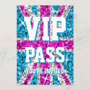 Invitación "VIP PASS" rosa de Glitz UK