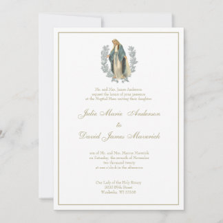 Invitación Virgen Católica María Laurel Boda