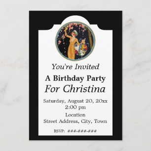 Invitación Virgen de cumpleaños cosechando flores de cerezo r