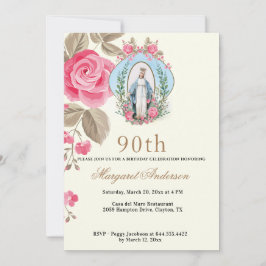 Invitación Virgen de cumpleaños religiosa María Escritura Ros