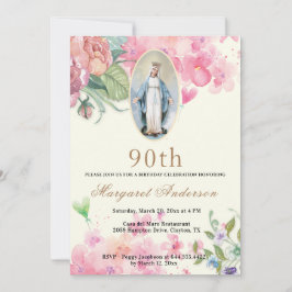 Invitación Virgen de Cumpleaños Religiosa María Flora de Escr