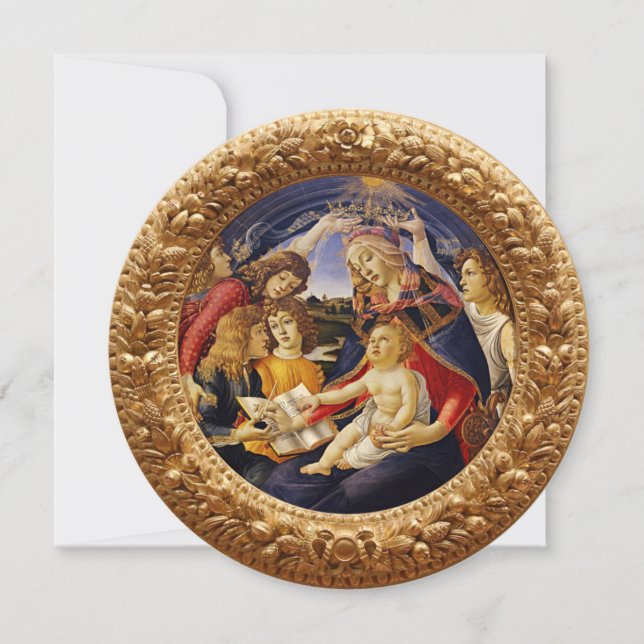 Invitación Virgen del Magnificat de Sandro Botticelli (Anverso)