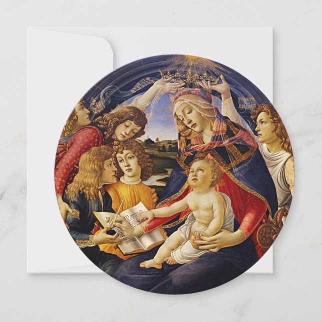 Invitación Virgen del Magnificat de Sandro Botticelli (Anverso)