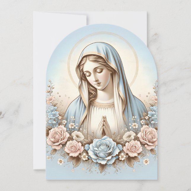 Invitación Virgen María - Colores pastel (Anverso)