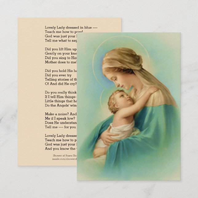 Invitación Virgen María Jesucristo Señora encantadora vestida (Anverso / Reverso)