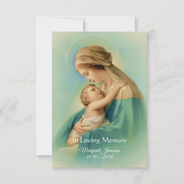 Invitación Virgen María Jesús Oración conmemorativa del funer (Anverso)