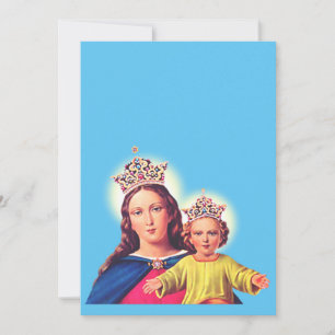 Invitación Virgen María reina con Jesús