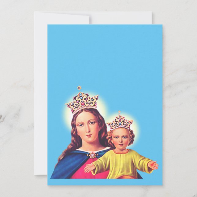 Invitación Virgen María reina con Jesús (Anverso)