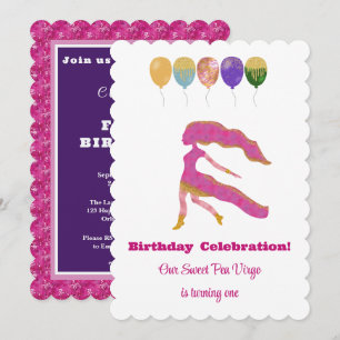 Invitación Virgo Cumpleaños número 1 Impresionista Dorado Bri