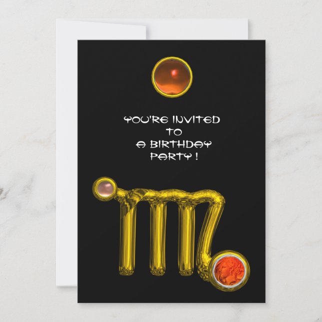 INVITACIÓN VIRGO/GOLD ZODIAC RÓTULO JEWEL PARTIDO DE CUMPLEAÑ (Anverso)
