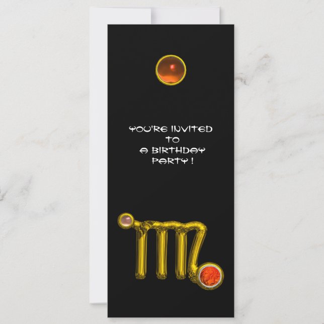 INVITACIÓN VIRGO/GOLD ZODIAC RÓTULO JEWEL PARTIDO DE CUMPLEAÑ (Anverso)