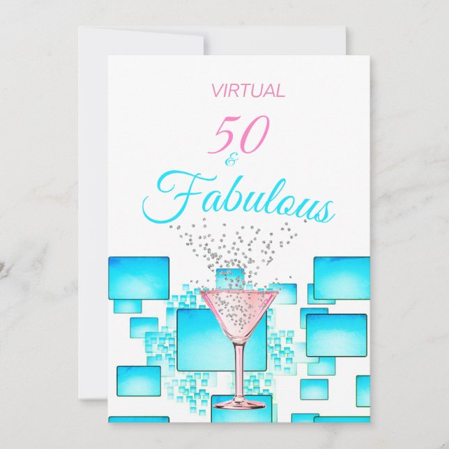 Invitación Virtual 50 y Fabulous Modern Cocktail Fiesta (Anverso)