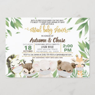 Invitación virtual a Baby Shower para animales enm