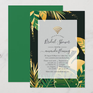 Invitación virtual a la ducha tropical de verde y
