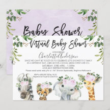 Invitación virtual Baby Shower a Light Purple Safa