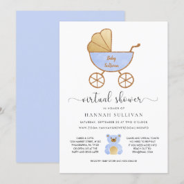 Invitación Virtual Baby Shower Boy | Oro azul de transporte r