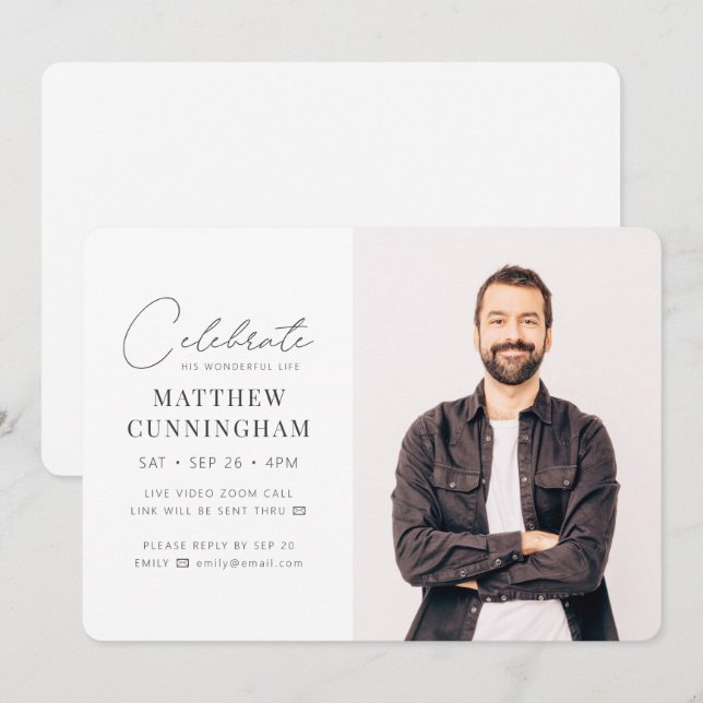 Invitación Virtual celebra su vida moderna y simple foto (Anverso / Reverso)