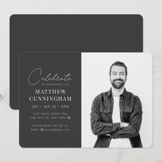Invitación Virtual celebra su vida moderna y simple foto (Anverso / Reverso)