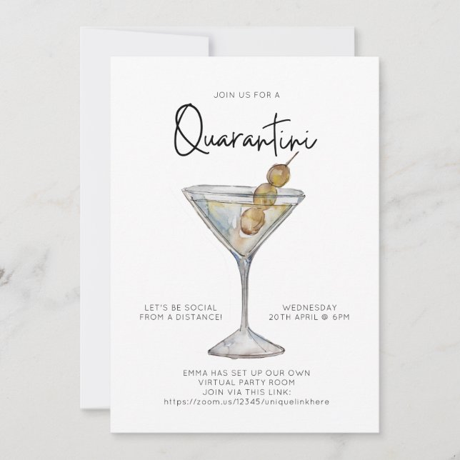 Invitación Virtual Cocktail Fiesta Quaratini Social Distance (Anverso)