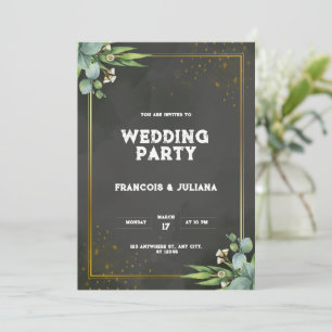 Invitación virtual de acuarela verde y negro