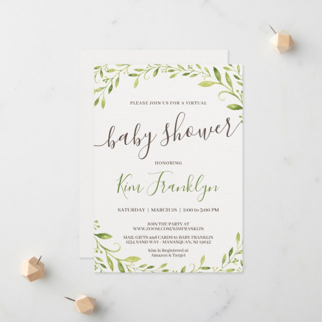 Invitación virtual de Baby Shower a la energía ver (Anverso/Reverso In Situ)
