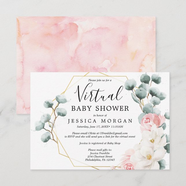 Invitación virtual de Baby Shower a la vegetación  (Anverso / Reverso)