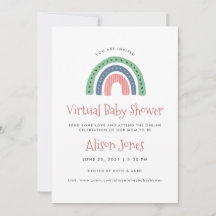 Invitación virtual de Baby Shower con arcoiris sua