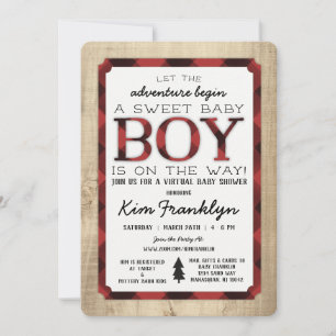 Invitación virtual de Baby Shower de Flannel Boy
