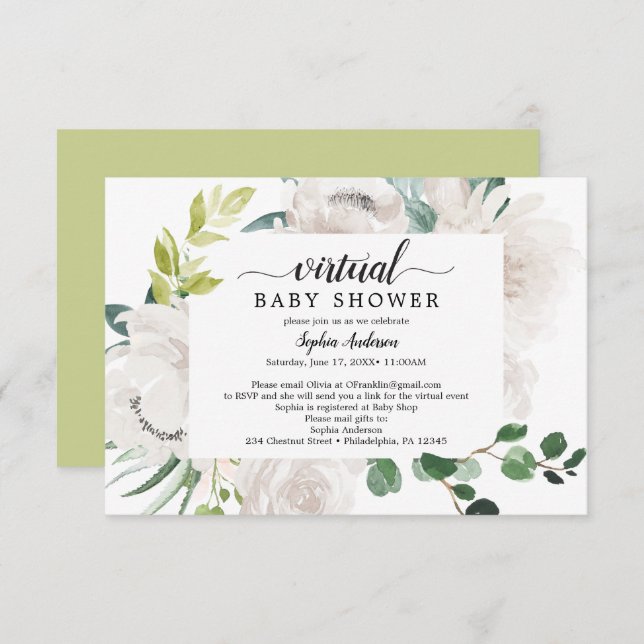 Invitación virtual de Baby Shower de Fleur Jolie F (Anverso / Reverso)