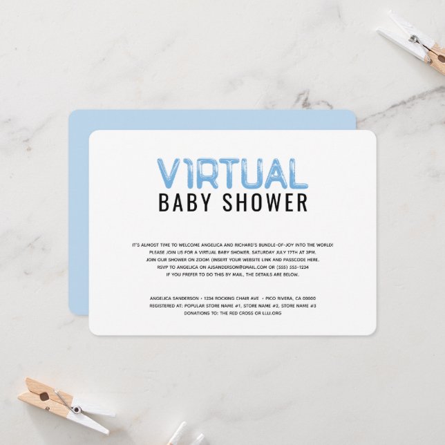 Invitación virtual de Baby Shower para Boy Blue Wh (Anverso/Reverso In Situ)