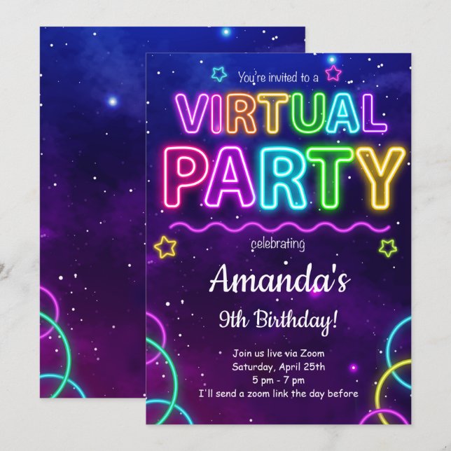 Invitación virtual de cumpleaños (Anverso / Reverso)