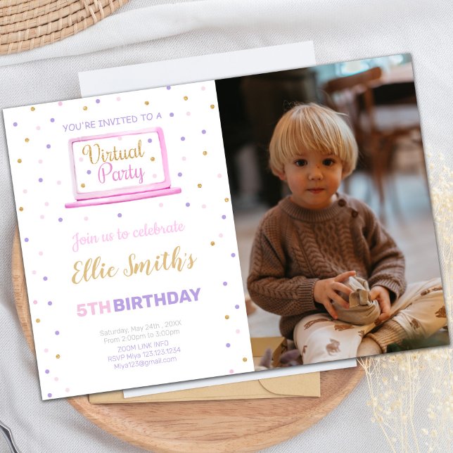 Invitación virtual de cumpleaños con foto (Virtual Birthday Invitations with photo)