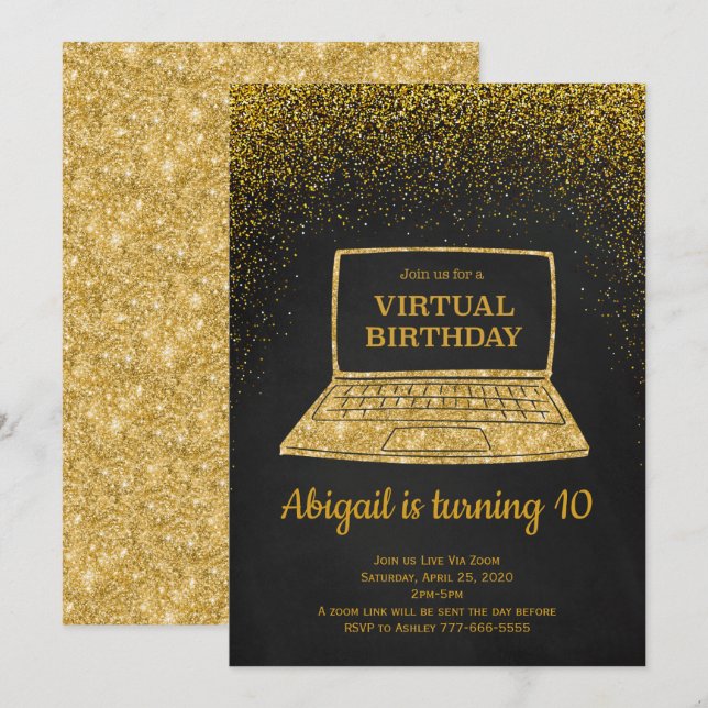 Invitación virtual de cumpleaños, distancia social (Anverso / Reverso)
