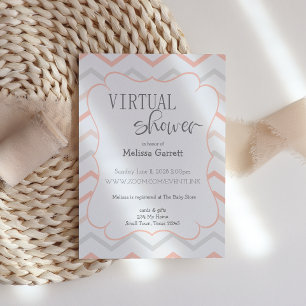 Invitación virtual de Pastel Peach y Gray Zig Zag