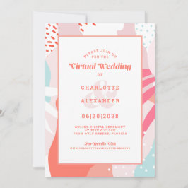 Invitación Virtual en Línea | Coral Moderno Geométrico Abstra