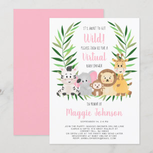 Invitación Virtual Get Wilari Safari Pink Baby Shower