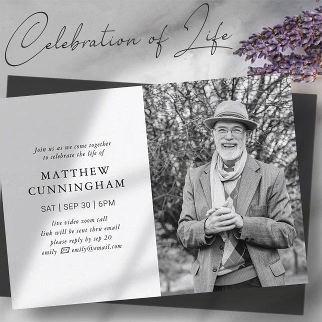 Invitación Virtual Memorial Celebration Of Life Modern Simple (Subido por el creador)