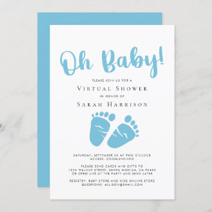 Invitación Virtual Oh Baby Boy Shower Blue Pies