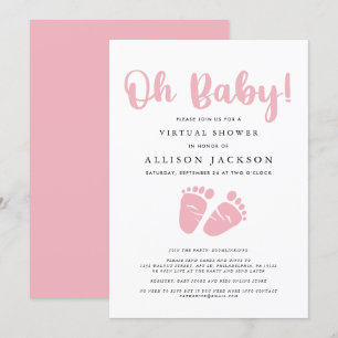 Invitación Virtual Oh Baby Girl Shower Pies De Bebé Rosa Simp