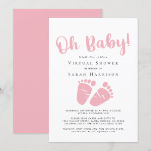 Invitación Virtual Oh Baby Girl Shower Pies Rosa