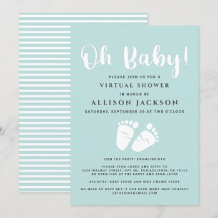 Invitación Virtual Oh Baby Shower Pies Bebé Lámpara Blanca