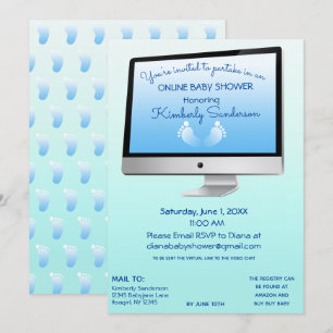 Invitación Virtual Online Long Distance Shower Baby Boy Pies