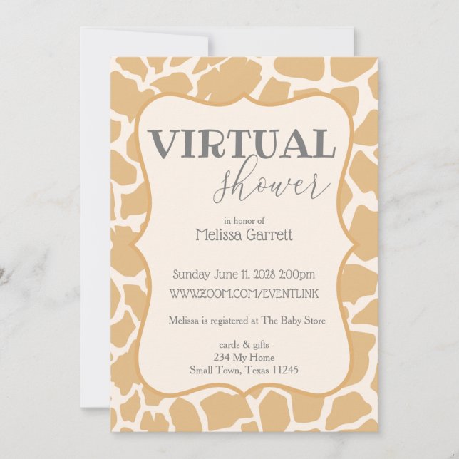 Invitación virtual para baby shower de jirafa bebé (Anverso)