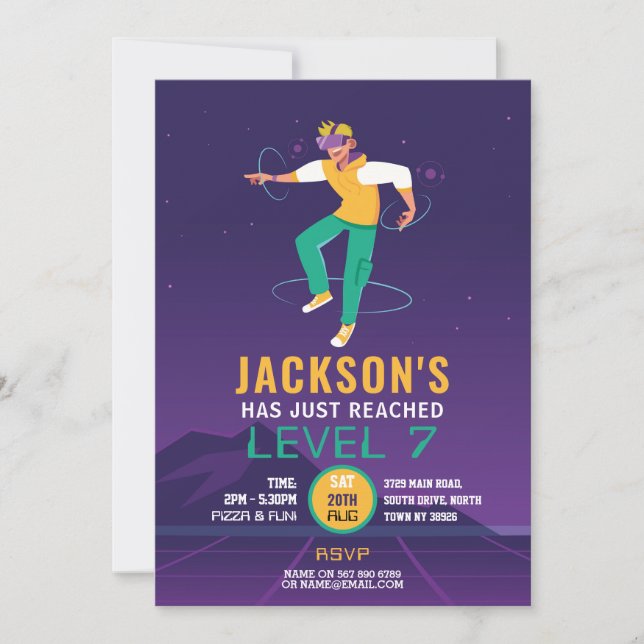 Invitación Virtual Reality VR Digital Gaming Gamer (Anverso)