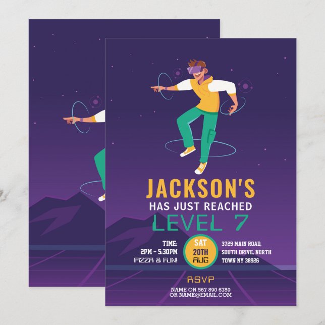 Invitación Virtual Reality VR Digital Gaming Gamer (Anverso / Reverso)